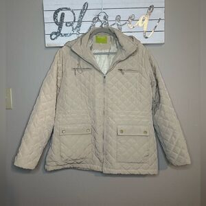 Sheba - Women’s cream quilted water resistant jacket with hood